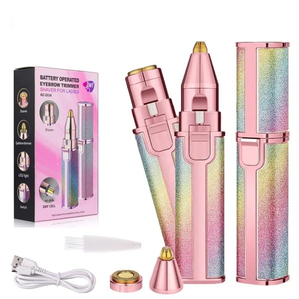 QADEEM™| 2 In 1 Rechargeable Electric Facial Hair Remover Multi Attractive Color With Usb Charging Cable And Cleaning Brush