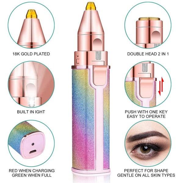 QADEEM™| 2 In 1 Rechargeable Electric Facial Hair Remover Multi Attractive Color With Usb Charging Cable And Cleaning Brush