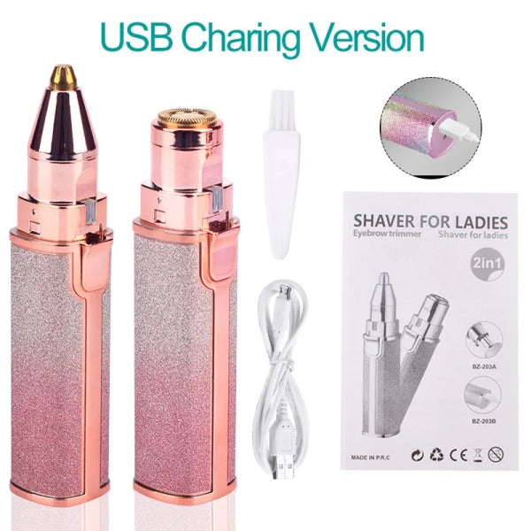 QADEEM™| 2 In 1 Rechargeable Electric Facial Hair Remover Multi Attractive Color With Usb Charging Cable And Cleaning Brush